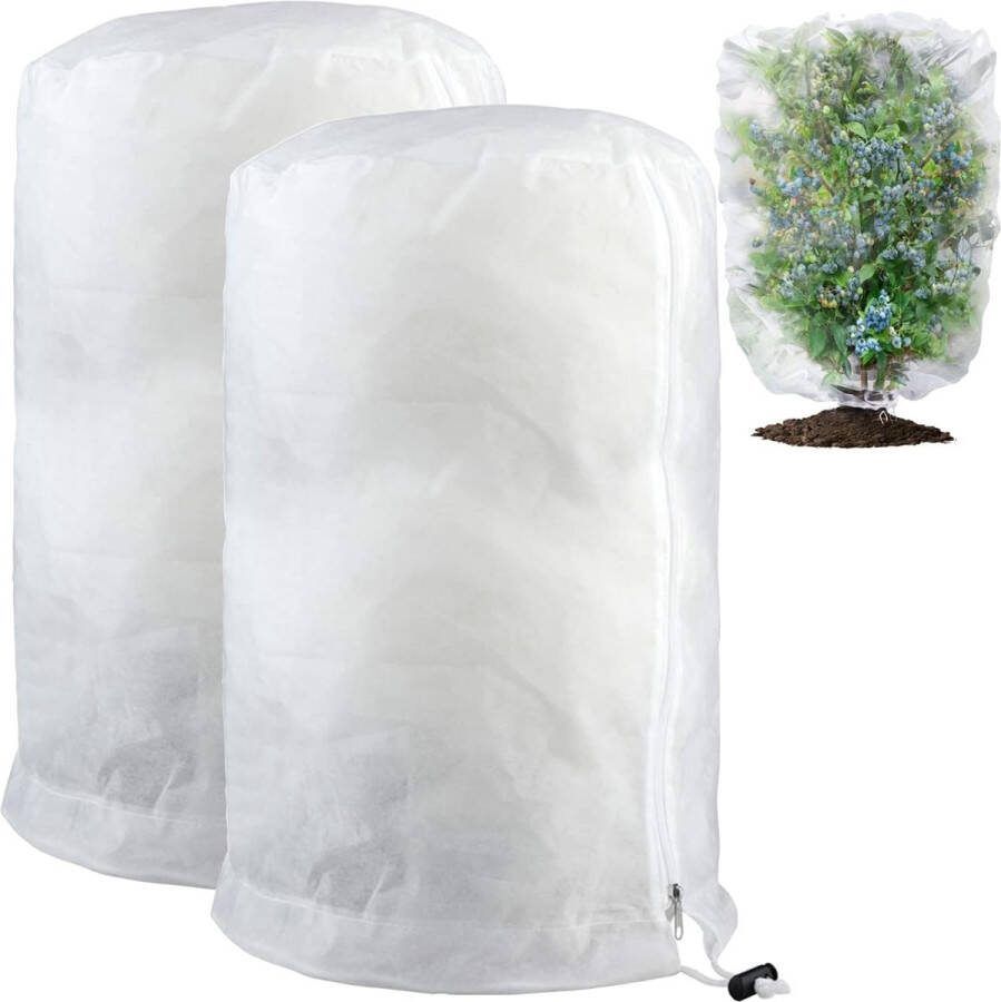 HIQE-FL 2 x Winter Protection for Plants 140 x 200 cm Winter Plant Protection Bag Winter Protection for Pot Plants Frost Protection Breathable Reusable Plant Protection Cover with Drawstring for
