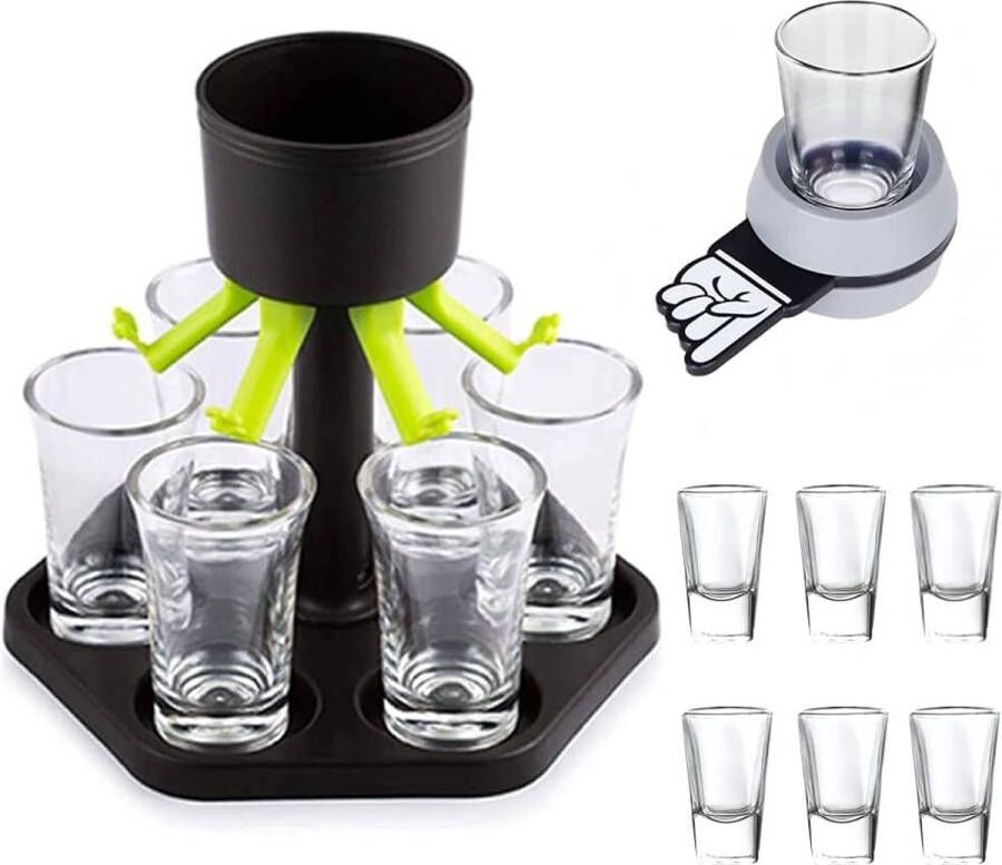 HITNEXT 6 Shot Glass Dispenser and Holder Shot Dispenser Shot Glasses Drinks Dispenser Drink Distributor with Silicone Stopper for Drinks Company Party