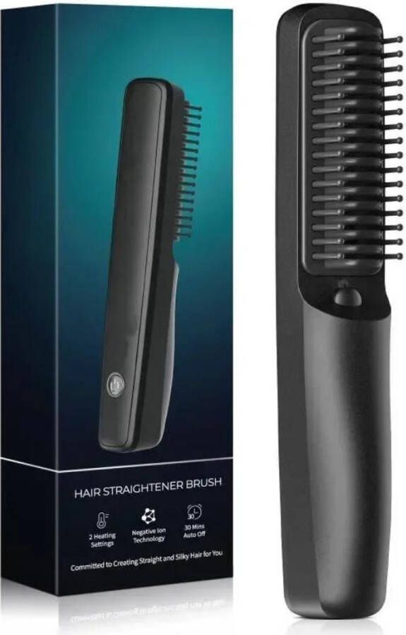Hitte Borstel Warmte Borstel Hot Comb Styling Brush Mini Krultang Warmteborstel Keramische Stijltang Ook Voor Kort Haar Zwart