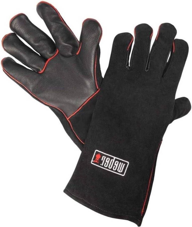 Hittebestendige Barbecue Ovenwanten Leren Handschoenen Inclusief Borduursel Barbecue Accessoires Zwart bbq accessoires