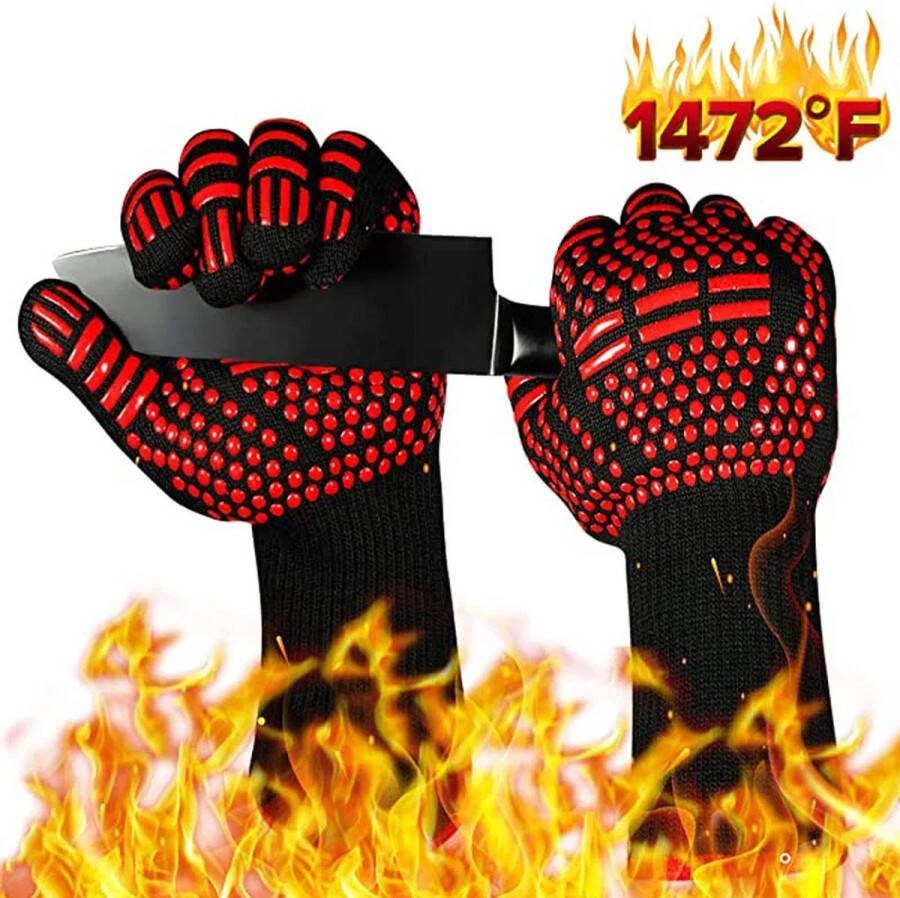 Hittebestendige BBQ Ovenwanten tot 800°C – Brandwerende en Isolerende Handschoenen voor Bakken en Grillen – Grillhandschoenen Hittebestendige Ovenwanten BBQ Handschoenen Vuurvaste Keukenhandschoenen
