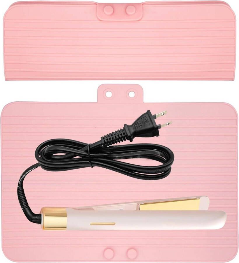 Hittebestendige mat voor krultang en stijltang reistas voor haarstyling gereedschap siliconen mat voor hitte styling roze