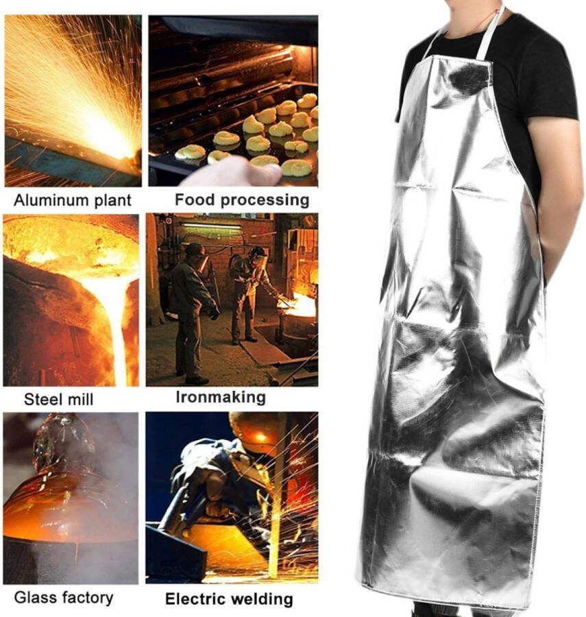 Hittebestendige schort voor grillen 1000 ° C Hittebestendige aluminiumfolie schort Hoge temperatuur schort voor werkveiligheid BBQ koken