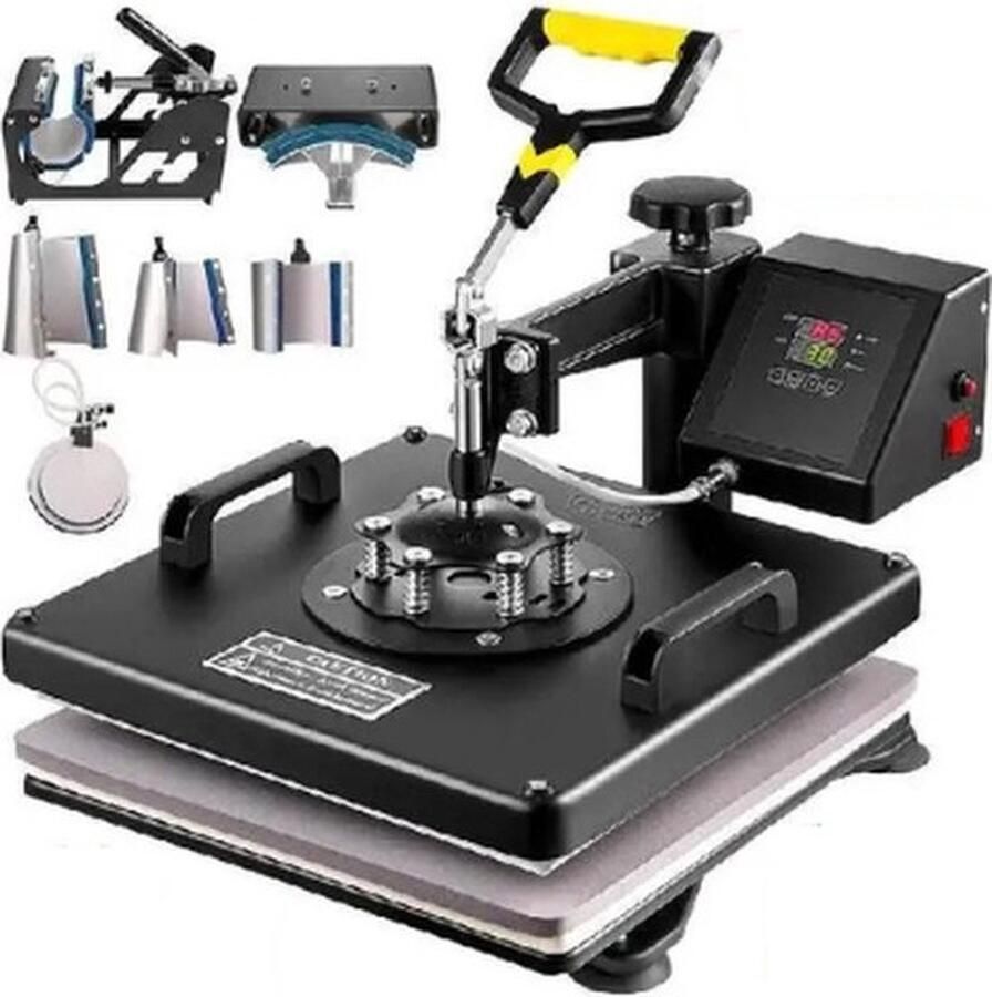 Hittepers Transferpers Heat press 8 in 1 Transferpers Warmtepers 38x38cm 360° Draaibare Zwenkarm