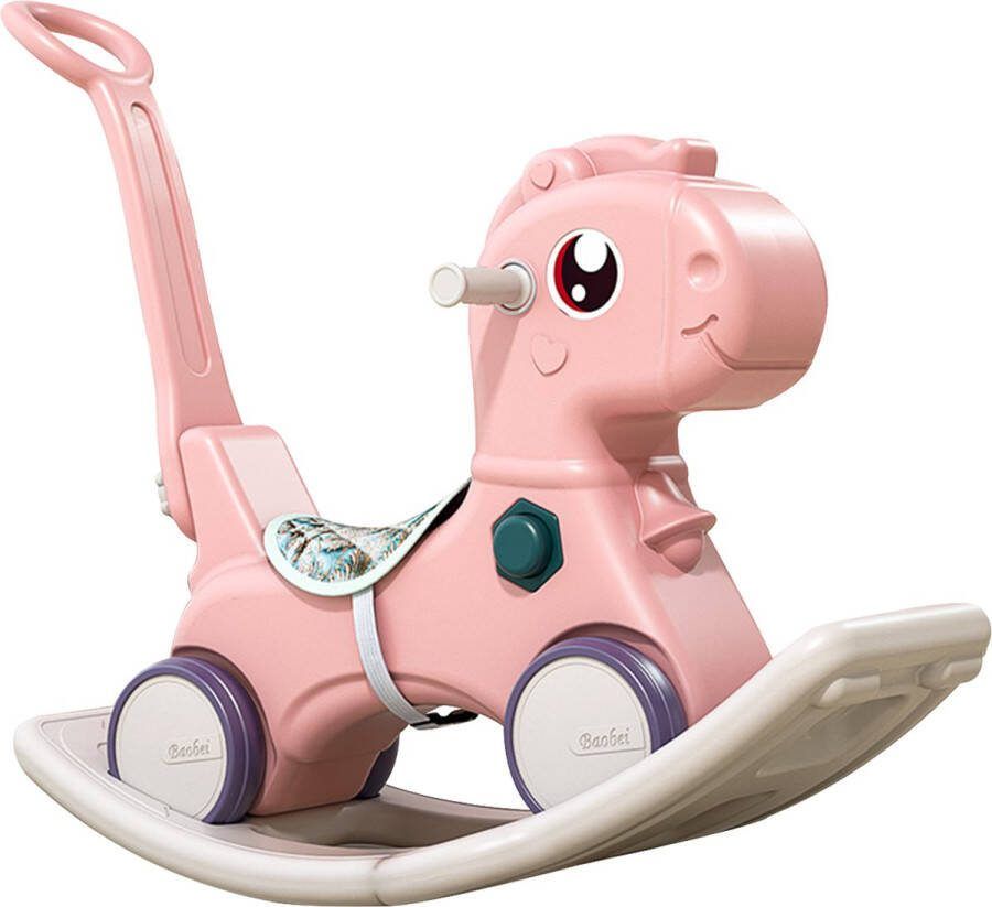 Hobbelpaard met armleuningen -Schommelpaardje Baby- Hobbeldier Schommelpaard Rijdend Speelgoed Paard Roze