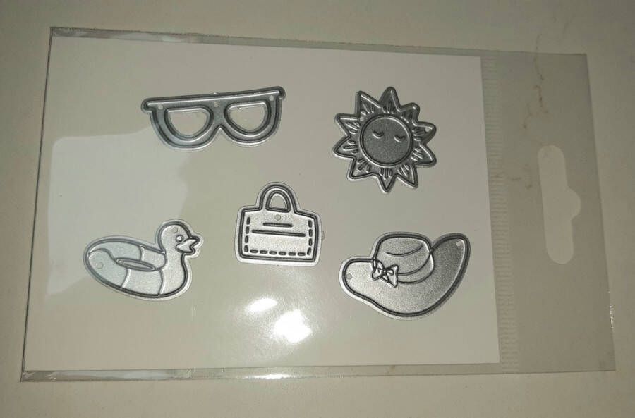 Hobby Holland snijmal lente zomer 5 kleine snijmallen voor volwassenen en kids zon zonnebril zwemband eend hoed strandtas scrapbooking