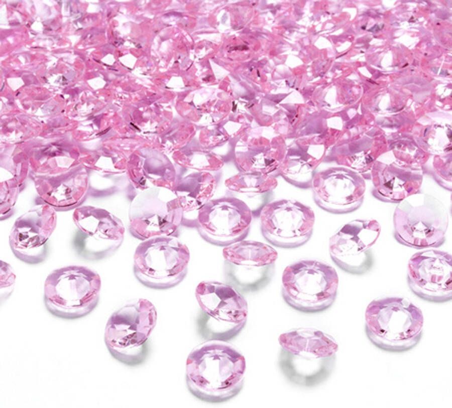 Merkloos Santex Hobby decoratie nep diamantjes steentjes 50x fuchsia roze D1 2 x H0 7 cm Hobbydecoratieobject