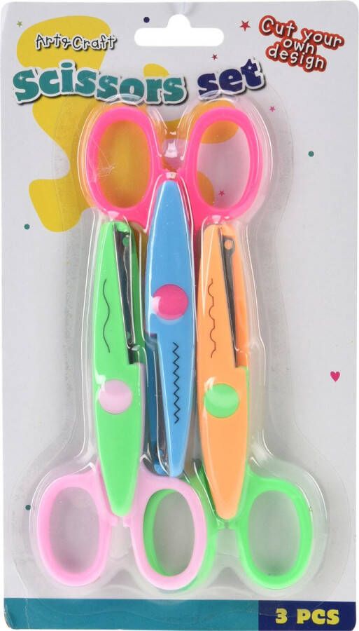 Merkloos Hobby knutsel scharen set 3x stuks voor kinderen multi kleuren 11 cm papierschaar knutselen Hobbyschaar