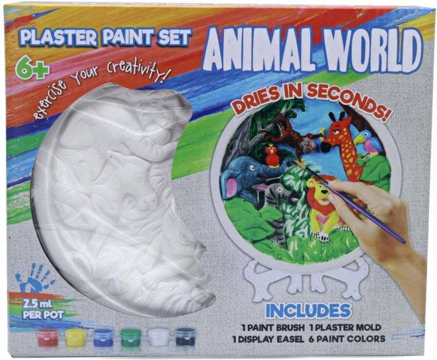 Hobbypakket Gips Schilderen Plaster Paint Set DIY Penseel Mal voor Gips Schildersezel 6 Kleuren Verf