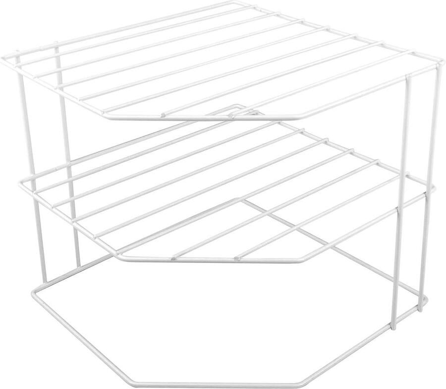 Hoek staand wit opbergrek metaal kast rek opbergrek keuken plank inzetstuk voor keukenkast plank organizer bordenstandaard bordenopslag Keukenkast organizer