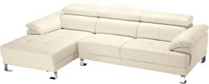 Hoekbank van leer EXCELSIOR II ivoor hoek links L 265 cm x H 74 cm x D 165 cm