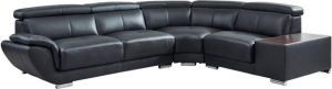 Hoekbank van leer NAHIA Zwart Hoek rechts L 286 cm x H 91 cm x D 210 cm