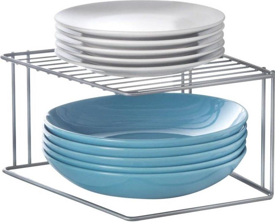 Hoekkastinzet 1-etage metaal zilvermetallic 15x25x25 cm Boxe opbergoplossing bordenrek