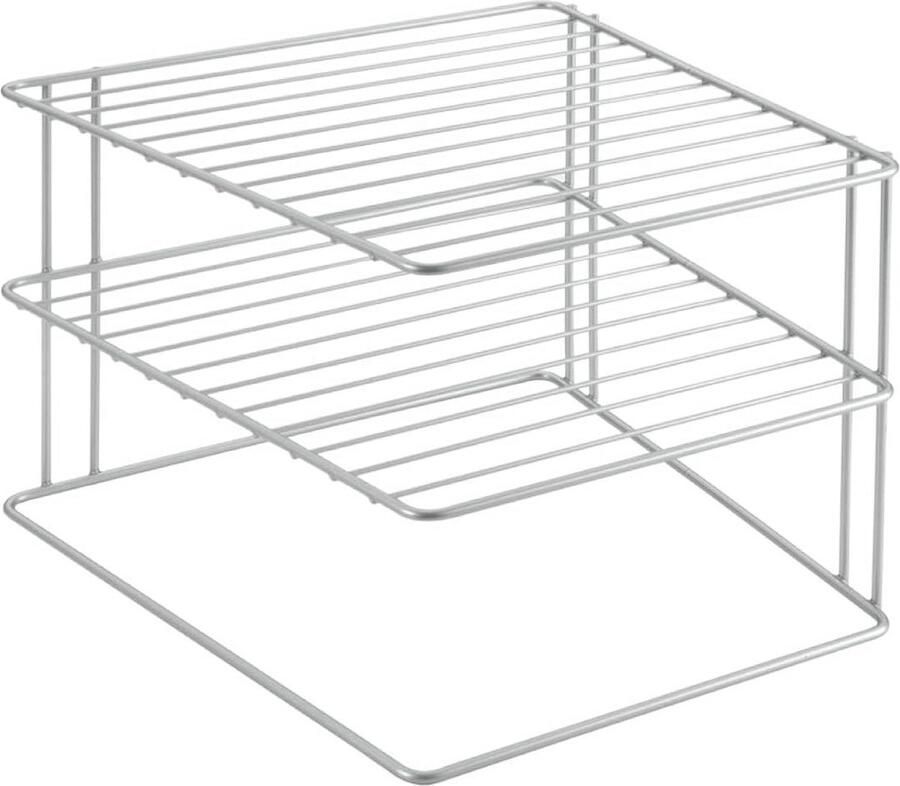 Hoekkastinzet 2 etages 25 x 25 x 19 cm zilver Palio opbergsysteem badkamer bordenrek