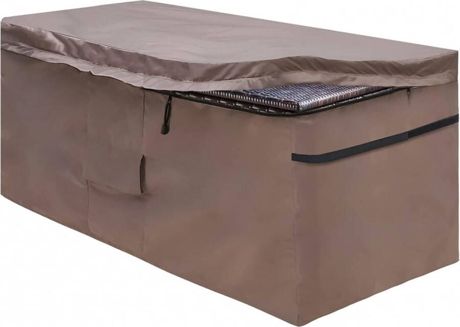 Hoes Voor Tuin Opbergbox Kussenbox Beschermhoes Met Ritssluiting Deksel En Luchtschacht Waterdicht 420D Oxford Bruin (130 * 71 * 67cm) MountainLoc
