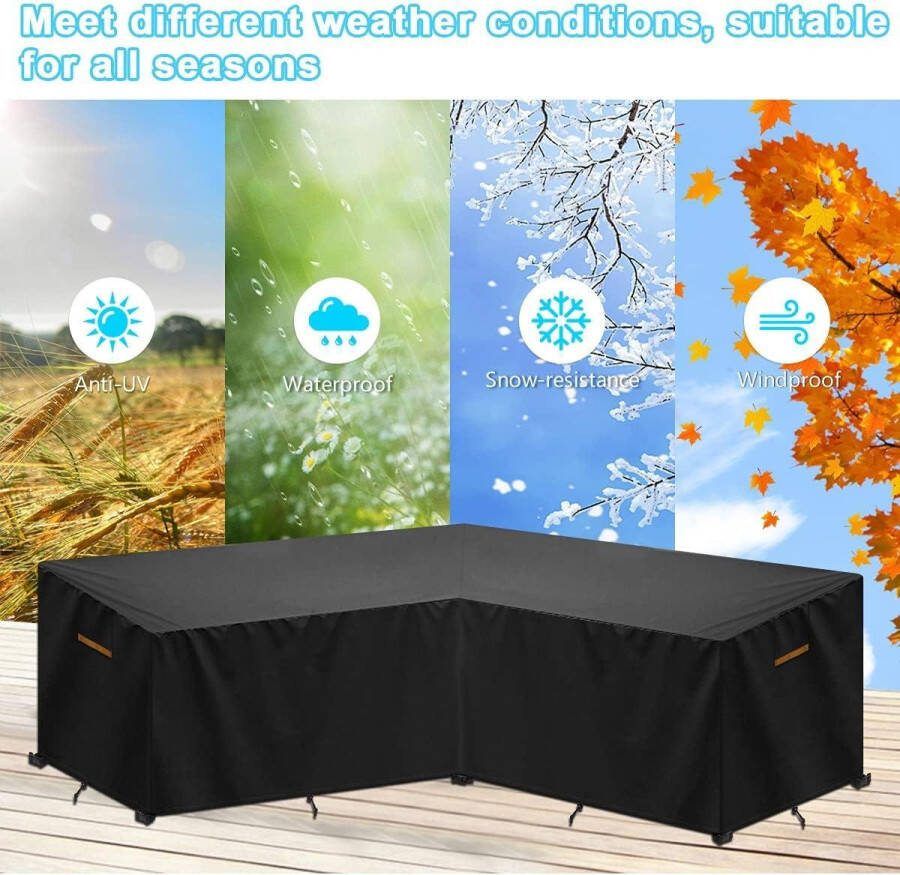 Hoes voor tuinmeubelen L-vorm loungemeubel waterdichte beschermhoes ventilatieopeningen afdekhoes voor tuinmeubelen zitgroep hoekbank hoekloungegroep afdekzeil 216 x 216 x 85 80 Tuinset bescherming
