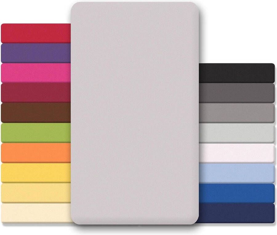 Hoeslaken jersey-katoen voor topmatrassen verschillende kleuren en maten zilver-grijs 200x200 200x220 cm