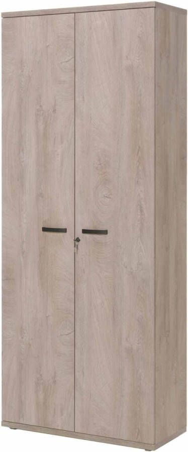 Hoge dichte kantoorkast Erasmus Eiken Breedte 90 cm Hoogte 222 cm Diepte 40 cm Met planken Met openslaande deuren