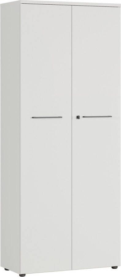 Hoge dichte kantoorkast Ergonoma Lichtgrijs Breedte 80 cm Hoogte 197 cm Diepte 40 cm Met planken Met openslaande deuren