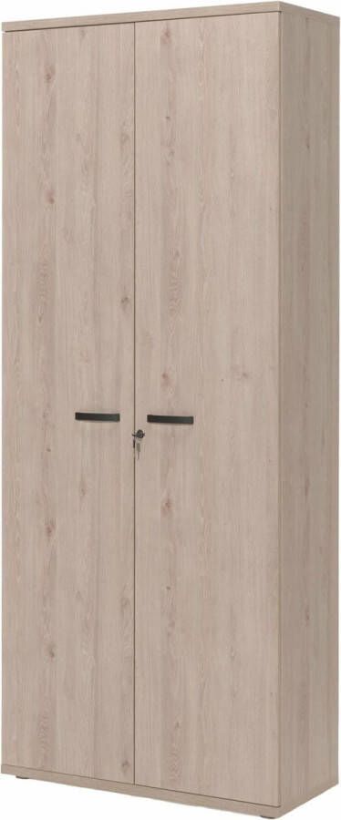 Hoge dichte kantoorkast Newton Eiken Breedte 90 cm Hoogte 222 cm Diepte 40 cm Met planken Met openslaande deuren
