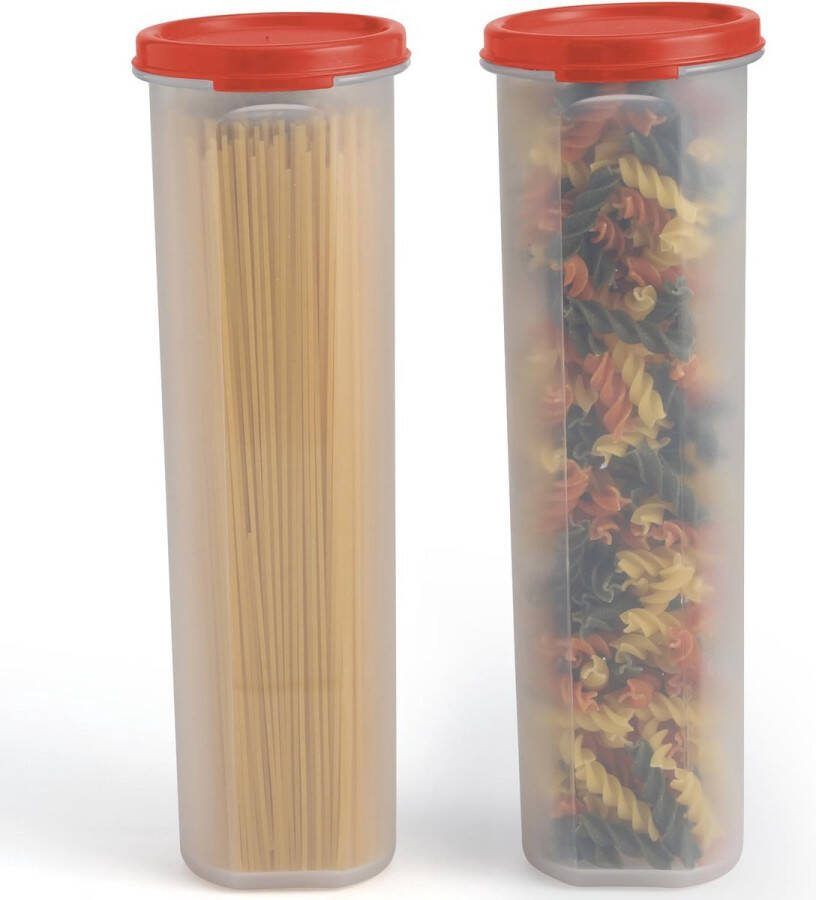 Hoge doorzichtige spaghetticontainers met deksel Multifunctionele keukenkast Organisatie en voedselopslag voor pastabonen rietjes Luchtdicht lekvrij BPA-vrij 1 0 l