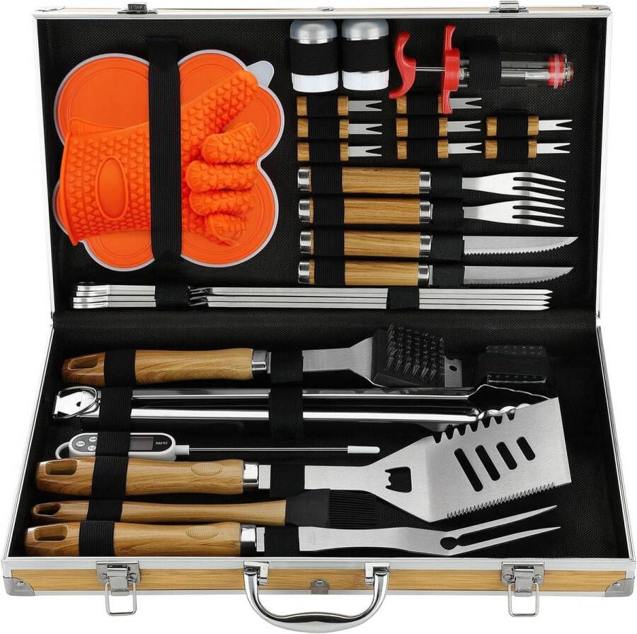 Hoge Kwaliteit Roestvrij Staal Barbecuegerei-Sets Duurzame Grillset met 30 Stuks Complete Grill Set voor Outdoor Camping BBQ Accessoires Set voor Mannen Vrouwen