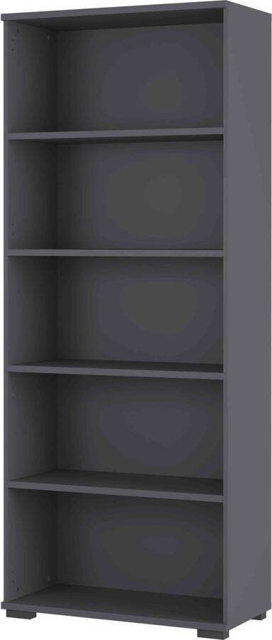 Hoge open kantoorkast Discovery Grafiet Breedte 80 cm Hoogte 200 cm Diepte 40 cm Met planken Zonder deuren