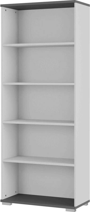 Hoge open kantoorkast Discovery Lichtgrijs Grafiet Breedte 80 cm Hoogte 200 cm Diepte 40 cm Met planken Zonder deuren