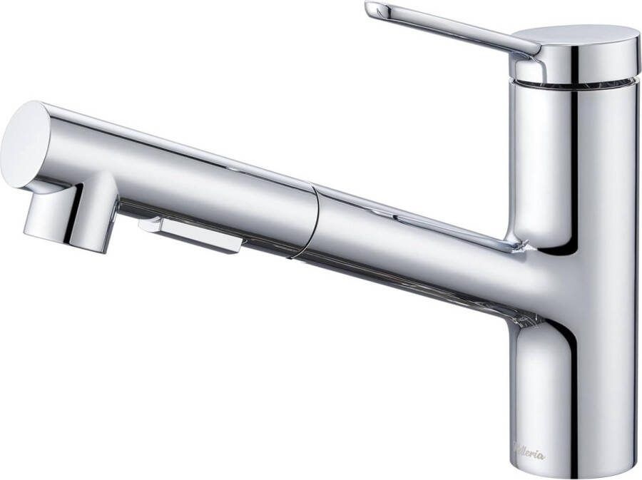 Hogedruk uittrekbare keukenkraan dubbele spoeldouche uittrekbare waterkraan met sproeier eengreepsmengkraan 120 graden draaibaar waterbesparend inclusief accessoires chroom