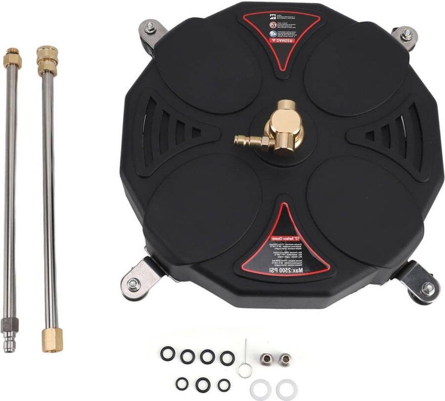 Hogedrukreiniger Opzetstuk 13 Inch Oppervlaktereiniger 2500PSI Universele Scrubber met 4 Wielen 2 Verlengstukken Oppervlaktereiniger