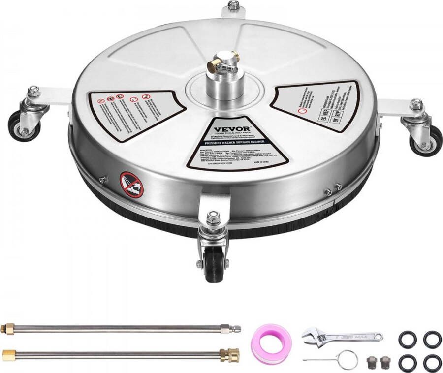 Hogedrukreiniger RVS oppervlaktereiniger 3 7L min oppervlaktereiniger hogedruk f457 2mm bestratingreinigingsapparaat Max.4000 PSI terrasreiniger dubbel sproeisysteem 25° spuithoek