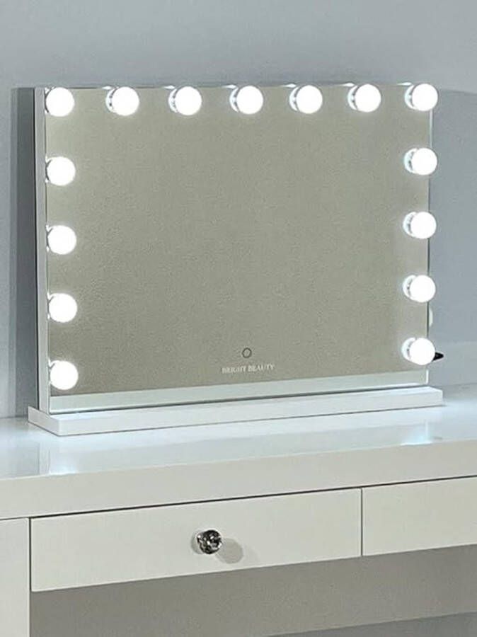 Hollywood spiegel make-up spiegel make-up spiegel mi verlichting professionele cosmetische spiegel drie lichtmodi dimbaar (wit 58 x 46)