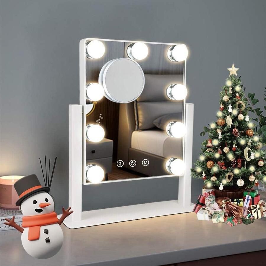 Hollywood Spiegel met Verlichting Draaiende Spiegel Dimbare LEDlampjes Cosmetische Spiegel Kaptafel Badkamer Woonkamer Hollywood spiegel