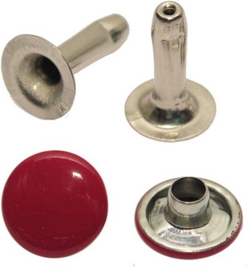 Holniet Sierniet Jeansstud 50 stuks 9 mm met lange pen Rood Staal Stud