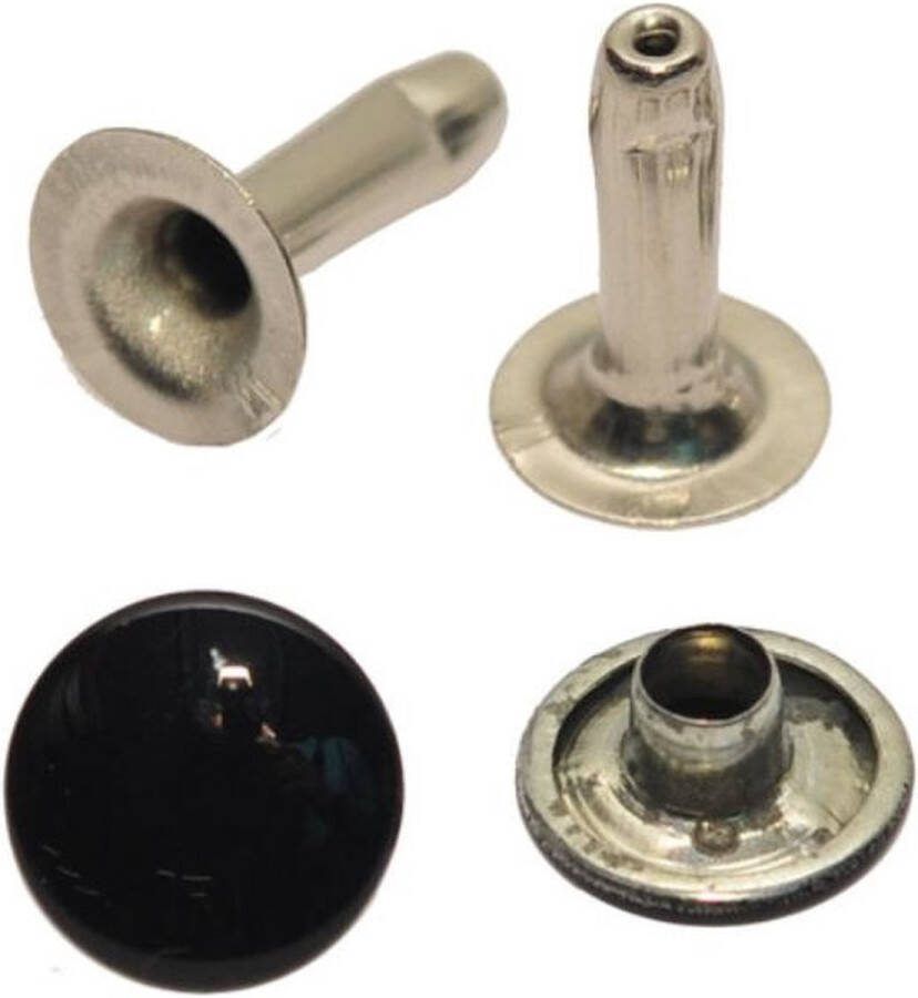 Holniet Sierniet Jeansstud 50 stuks 9 mm met lange pen Zwart Staal Stud