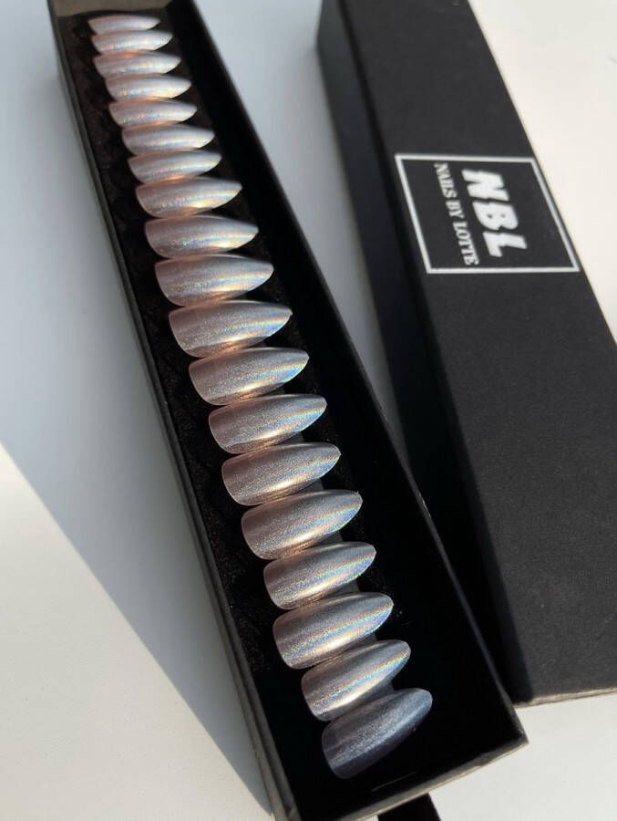 Holo nagels nepnagels nagellijm holo ombre kort medium