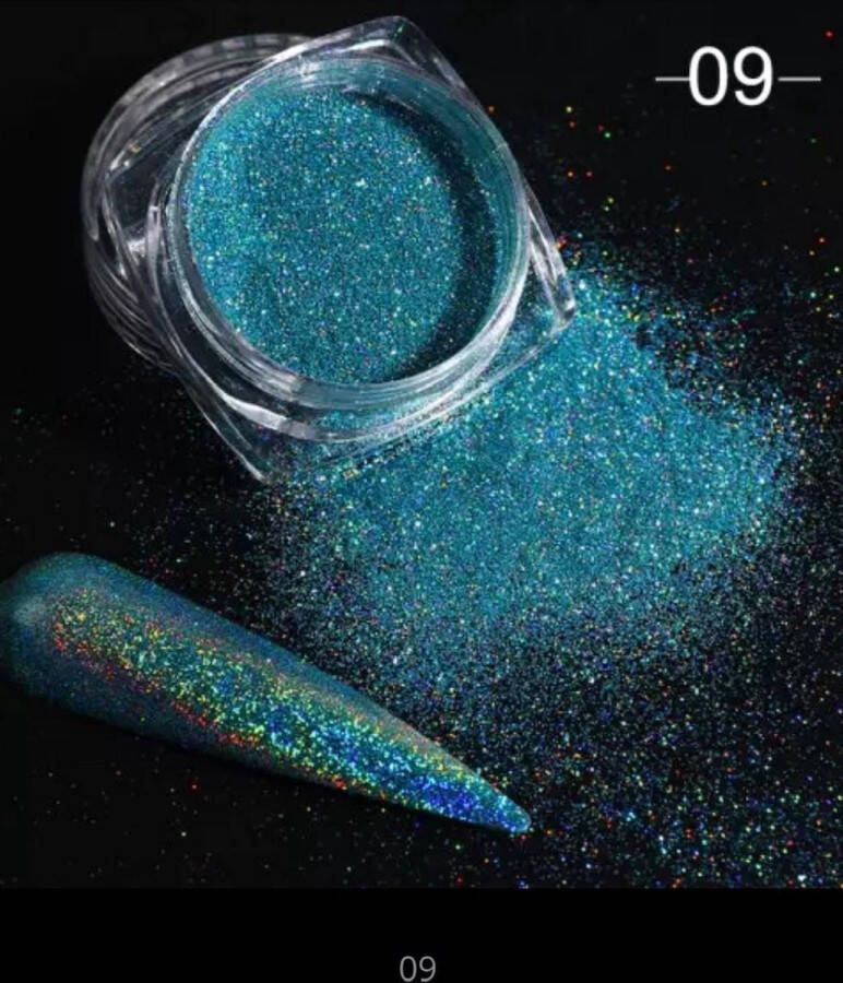 Holografische Glitter Poeder Azul licht blauw Nail Art – Rhinestones