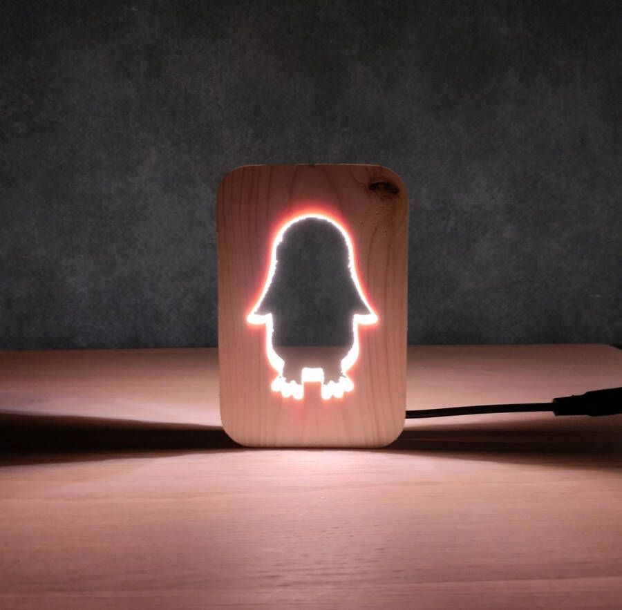Home Decor Houten Pinguïn Nachtlamp LED
