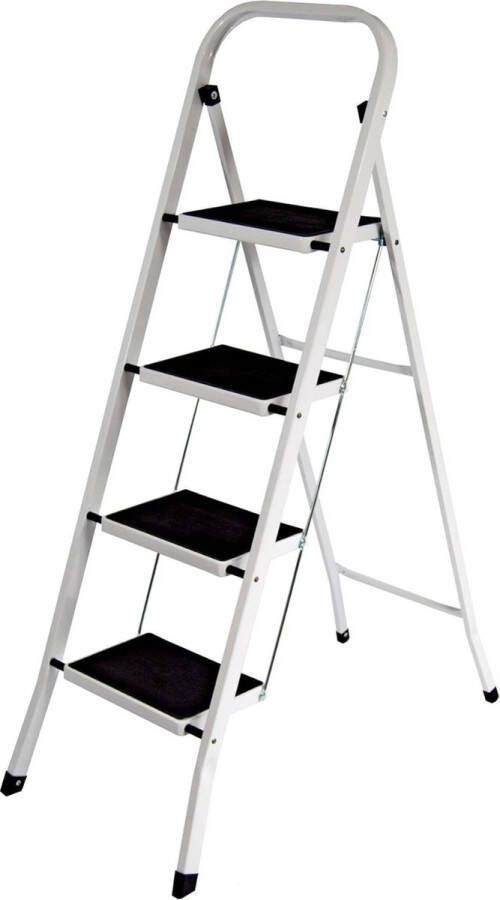 Home Discount 4-staps ladder Heavy Duty staal opvouwbaar draagbaar met antislipmat