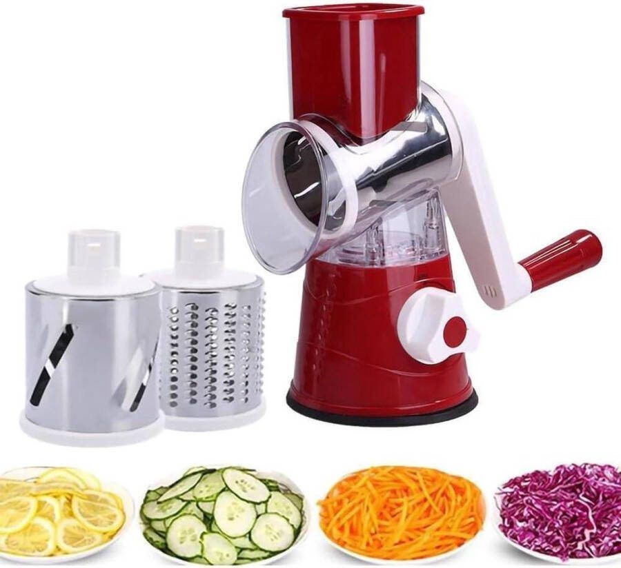 Home Manual Plantaardige Cutter Rotary Cheese Rasp Hand Potato Slicer Voedsel Shredder met 3 Drumbladen voor Keuken YOPOTIKA