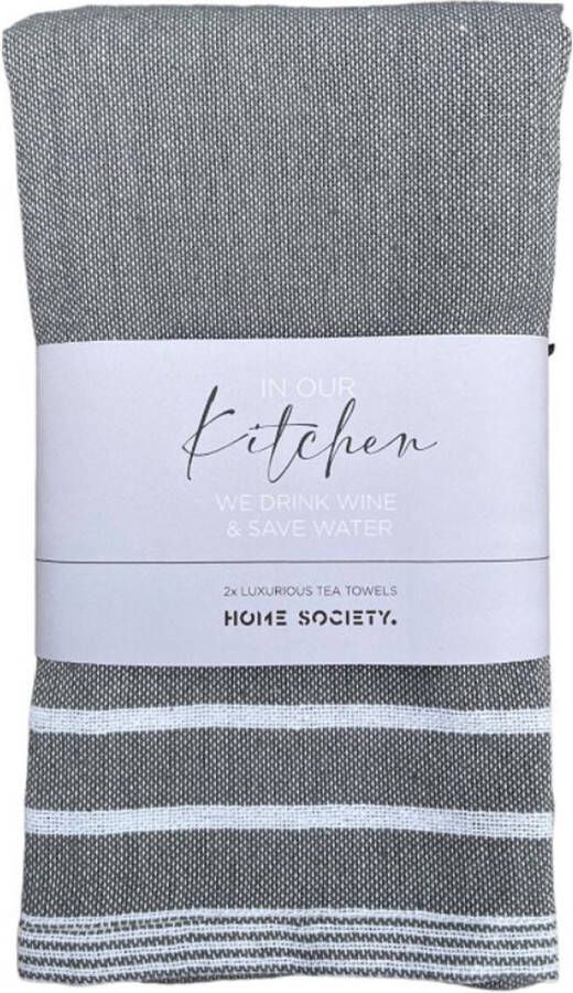 Home Society Theedoek 2 stuks Grijs