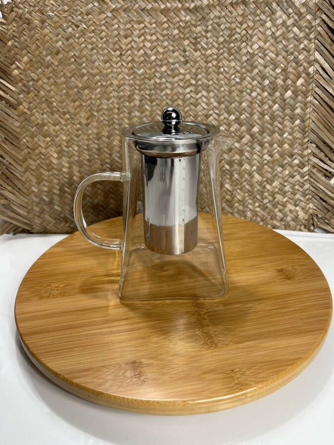 Homestar 950ml theepot Glas Theepot met Filter Glazen Theekan met oor RVS Zeef Borosil Glas