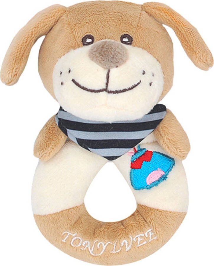 Hond Rond Rammelaar Baby Peuter Kleuter Kraamcadeau Babyshower Babykamer Speelgoed- Kinderen Kinderwagen Speeltje Jongen & Meisje Grijp Bijtspeelgoed Spelen Ontdekken Educatief- Activiteitenspeeltje