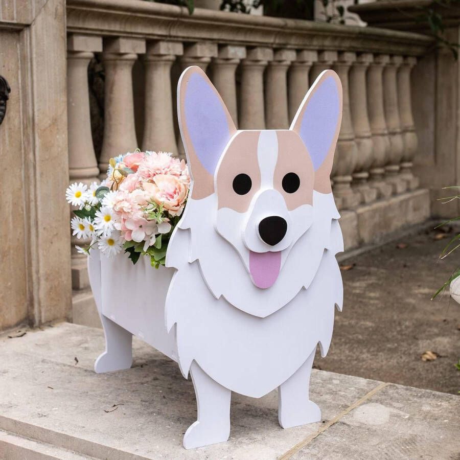 Hondenbloempot voor grote planten PVC rechthoekig Corgi design Geschikt voor vetplanten Woondecoratie