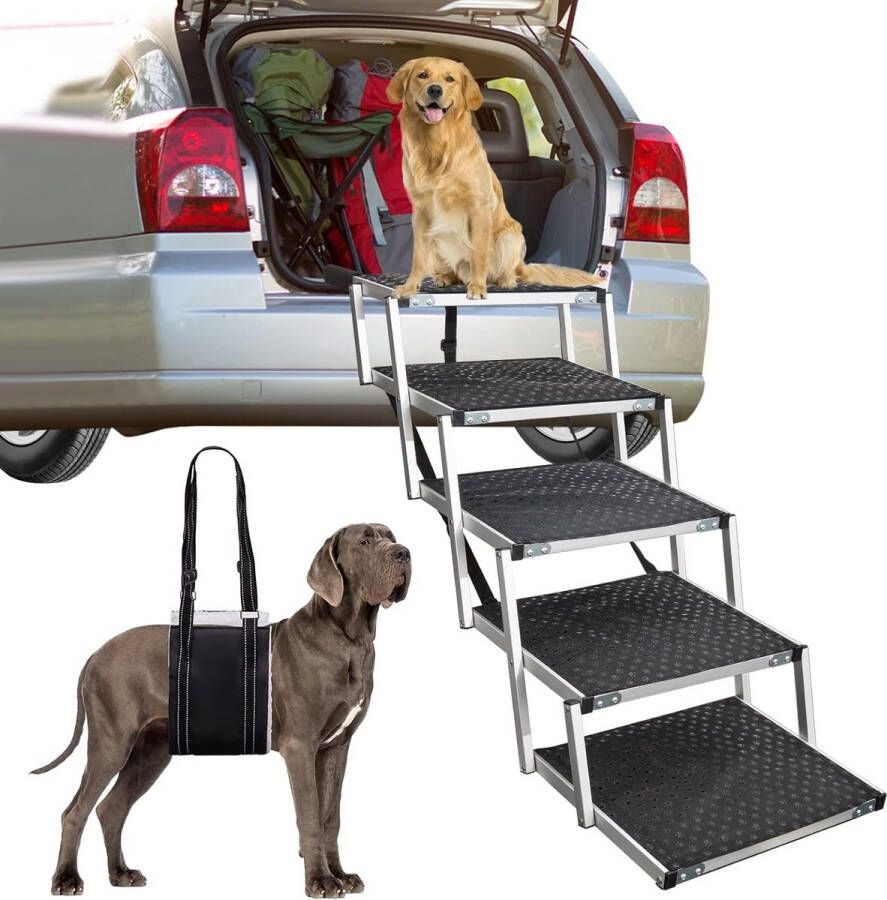 Hondentrap auto hondenhelling auto opvouwbaar huisdierentrappen 5 treden hondenladder tot 70 kg oprit hondentrap voor kleine middelgrote grote honden