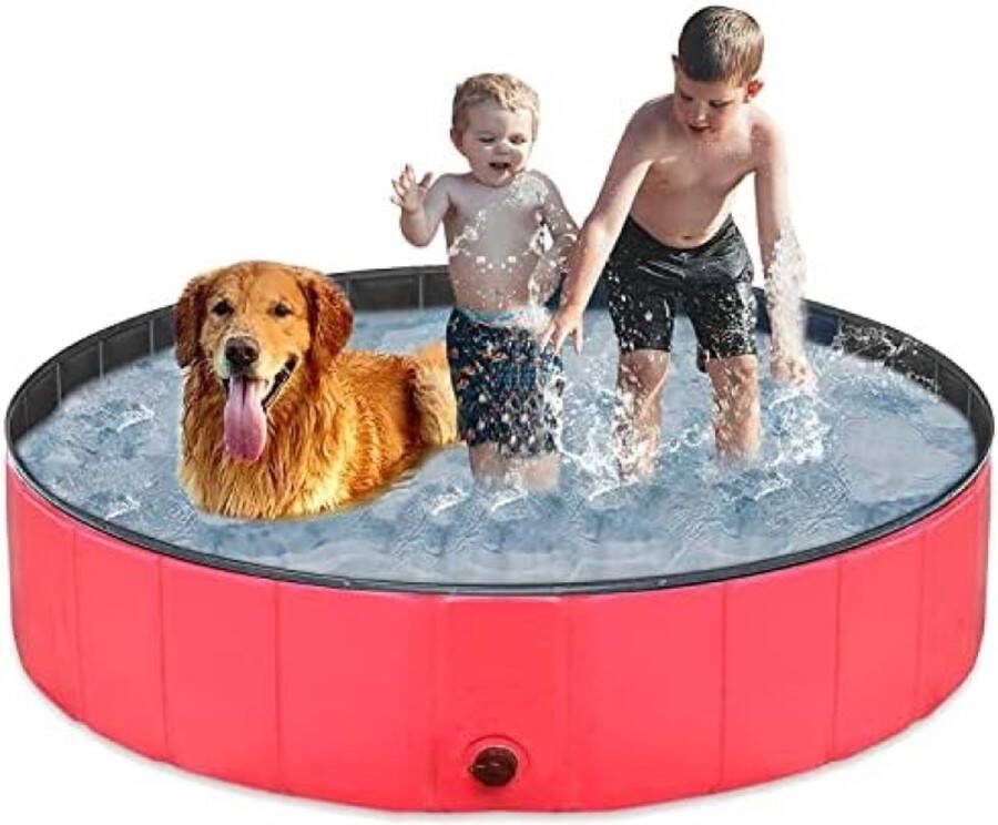 Hondenzwembad Opvouwbaar Honden Zwembad Badkuip PVC Antislip Stevig Kinderen Huisdier Badkuip voor Tuin Patio Badkamer (Rood 120 * 30)