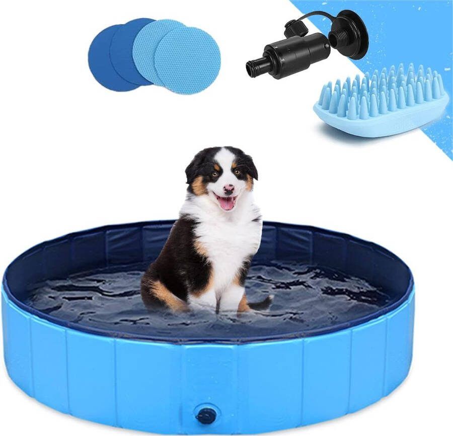 Hondenzwembad opvouwbare hondenzwembad kinderzwembad hondenbadkuip voor grote huisdieren hond kat kinderen pvc antislip bonus huisdier badborstel