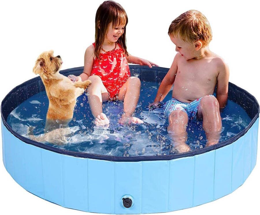 Hondenzwembad voor grote en kleine honden opvouwbaar hondenbadje kinderbadje pvc antislip kinderbadje slijtvast zwembad hondenbadkuip (blauw 80 x 30)