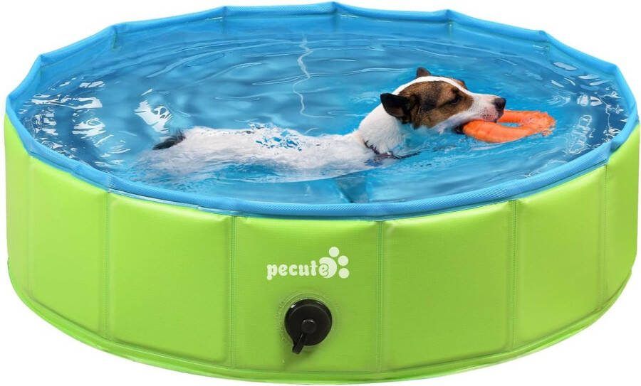 Hondenzwembad zwembad voor honden en katten (80 x 20 cm 100 l) zwembad hond kinderbadje hondenbadkuip opvouwbaar zwembad met antislip pvc voor kinderen en honden kat M groen