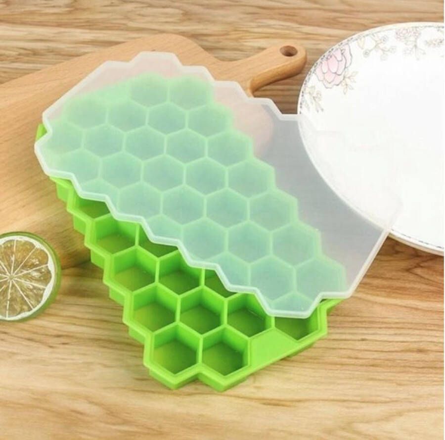 Honeycomb ijsblokjes | ijsblokjesvorm | ijsblokjesmakers | siliconen | met gratis deksel | groen
